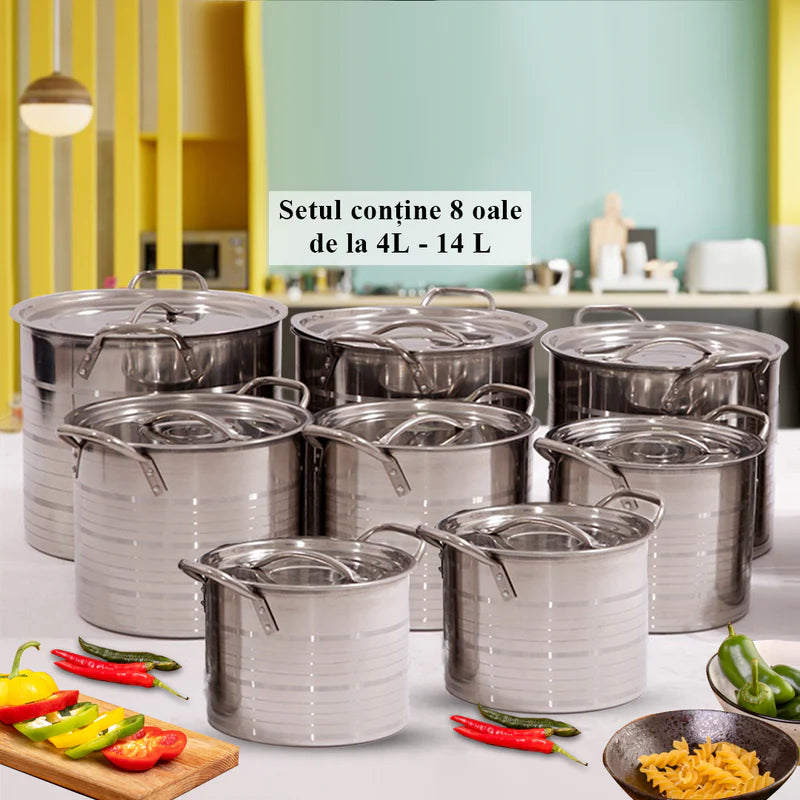 Set 16 piese inox cu capace inox Triberg TR-01 - SUPER OFERTA