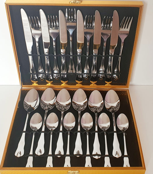 Set tacamuri, 24 piese, Inox, cu diplomat, model lacrima